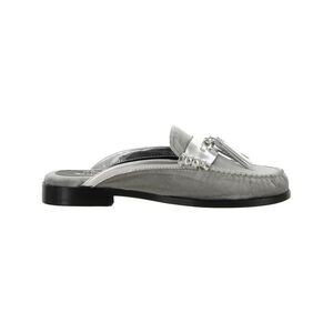 G.H.BASS Womens Silver Tasseled Willow Round Toe Block Heel Slip On Mules 5.5